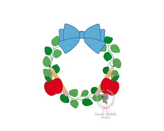 Apple and Pencil Wreath Frame Fill