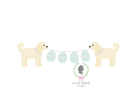 Golden Doodle Easter Egg Bunting Frame Sketch