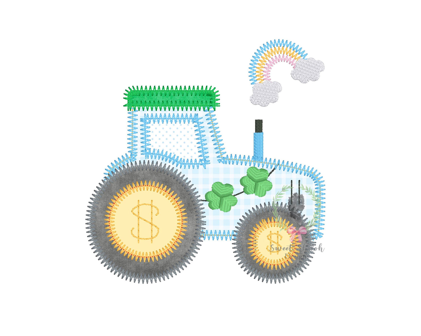 St. Patrick's Day Tractor Zigzag Stitch Applique