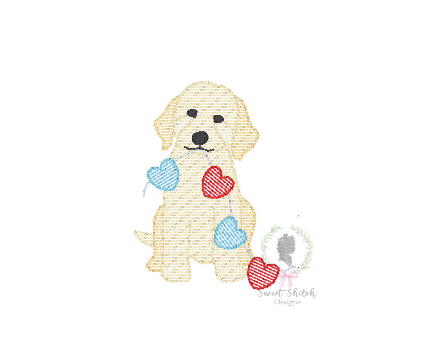 Golden Doodle Heart Banner Sketch