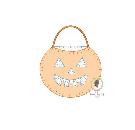 Jack O' Lantern Pail Blanket Stitch Applique