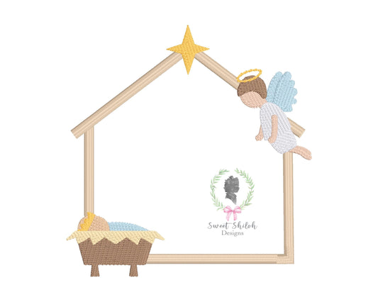 Christmas Manger Angel Boy Frame Fill
