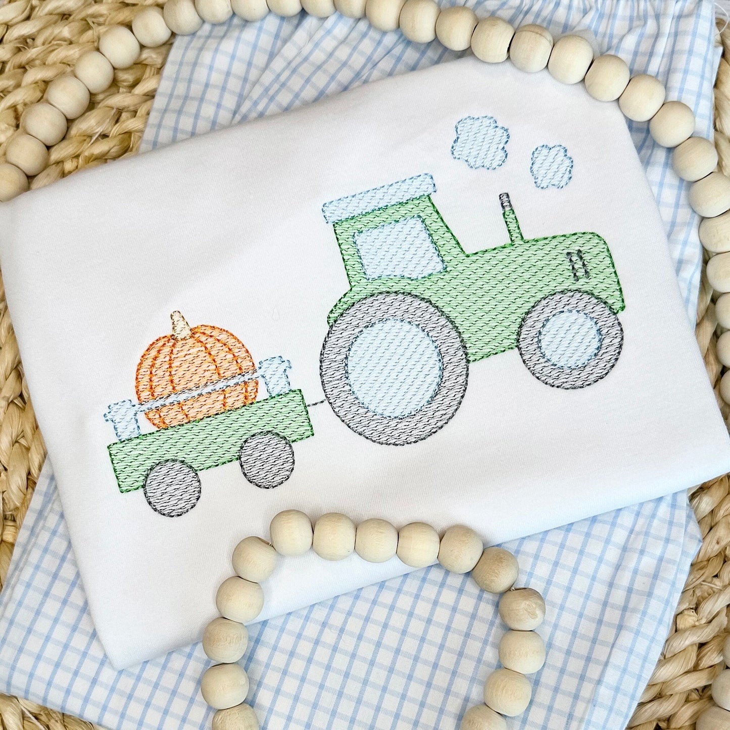 Tractor with Pumpkin Sketch
