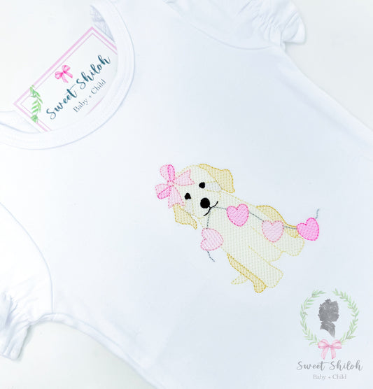 Golden Doodle Bow with Heart Banner Sketch