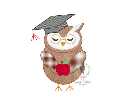 Graduation Owl Bean Stitch Applique
