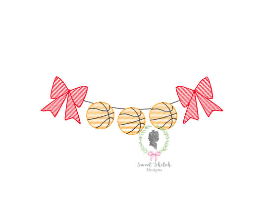 Basketball Bow Bunting Frame Sketch
