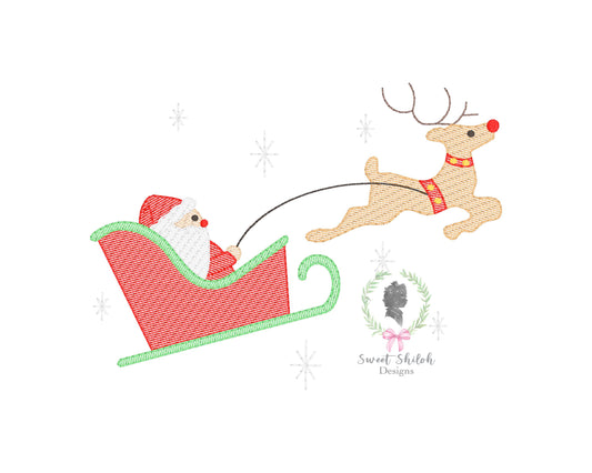 Flying Reindeer with Sleigh Sketch