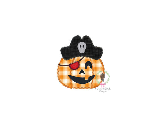 Pirate Pumpkin Zigzag Stitch Applique