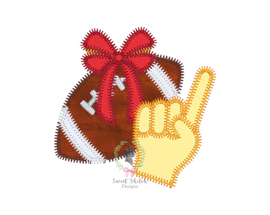 Football Bow Foam Finger Zigzag Stitch