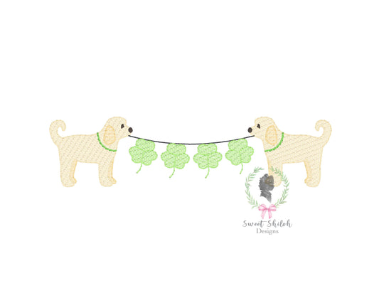 Goldendoodle St. Patrick Bunting Frame Sketch