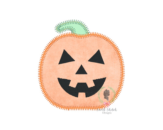 Jack O' Lantern Pumpkin Zigzag Stitch Applique