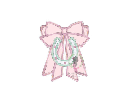Derby Bow Horse Shoe Zigzag Stitch Applique