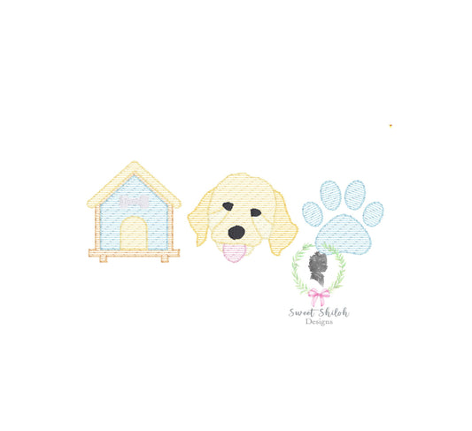 Golden Doodle Paw Print Trio Sketch