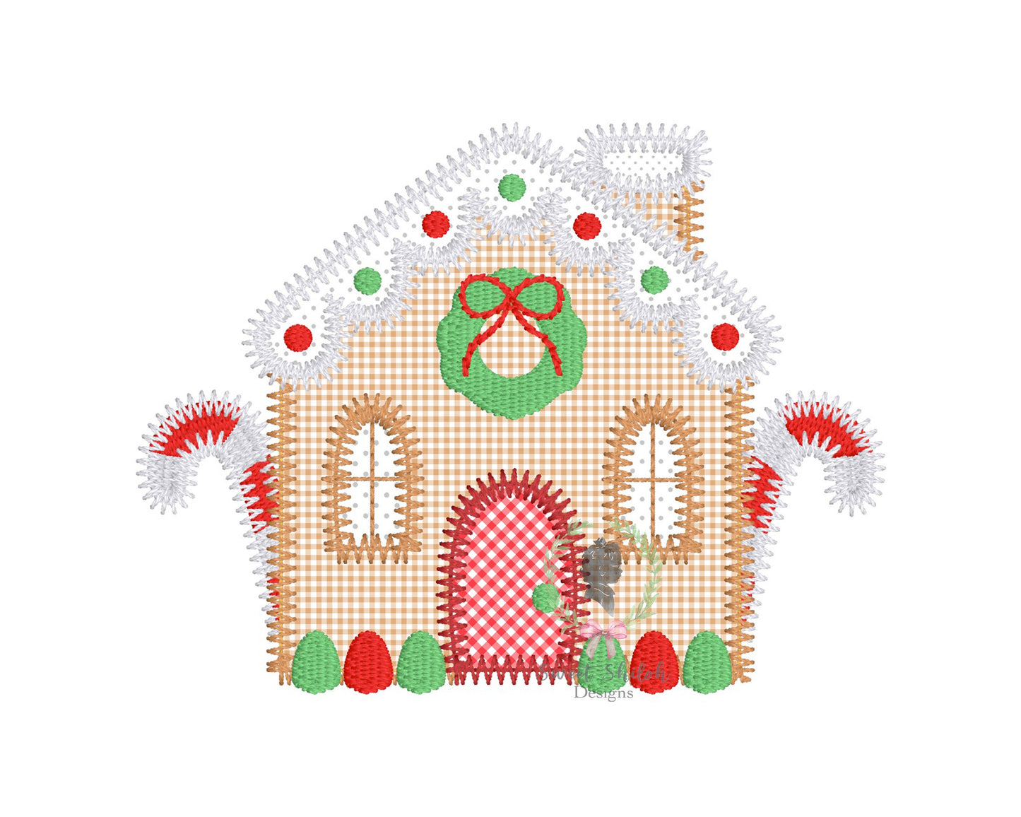 Gingerbread House Zigzag Stitch Applique