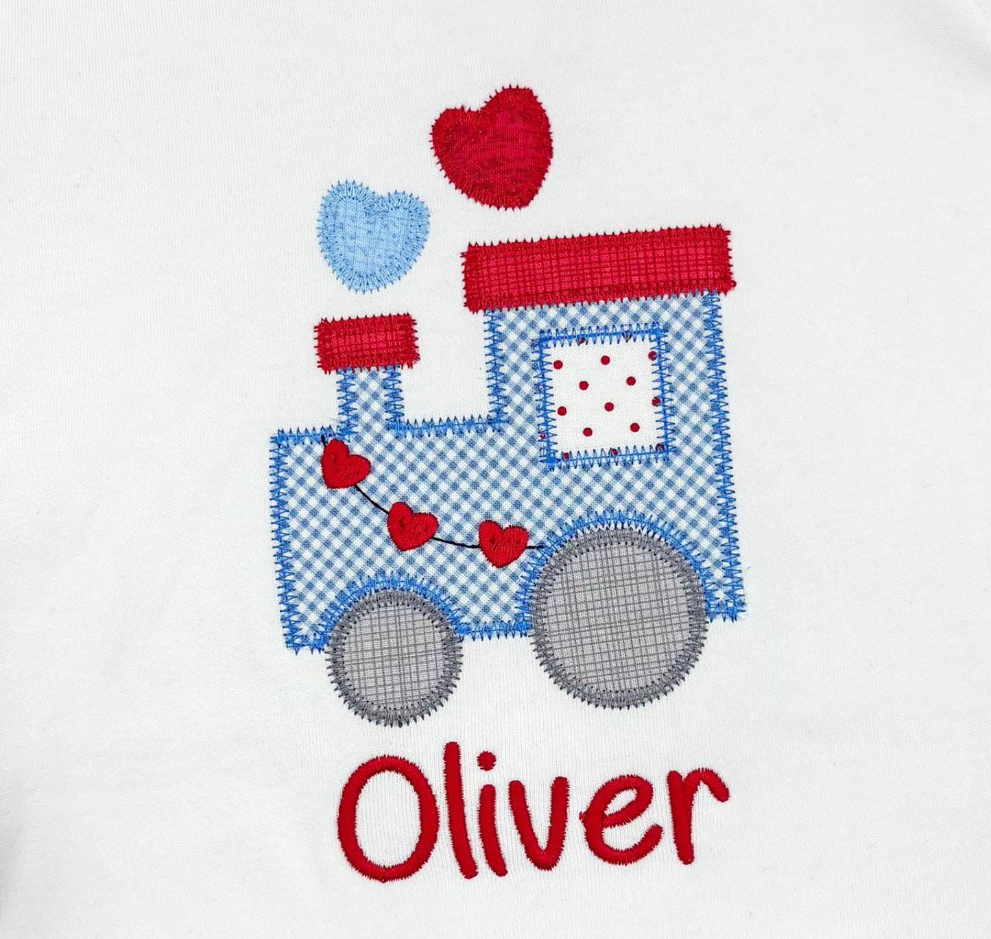 Valentine Train Zigzag Stitch Applique