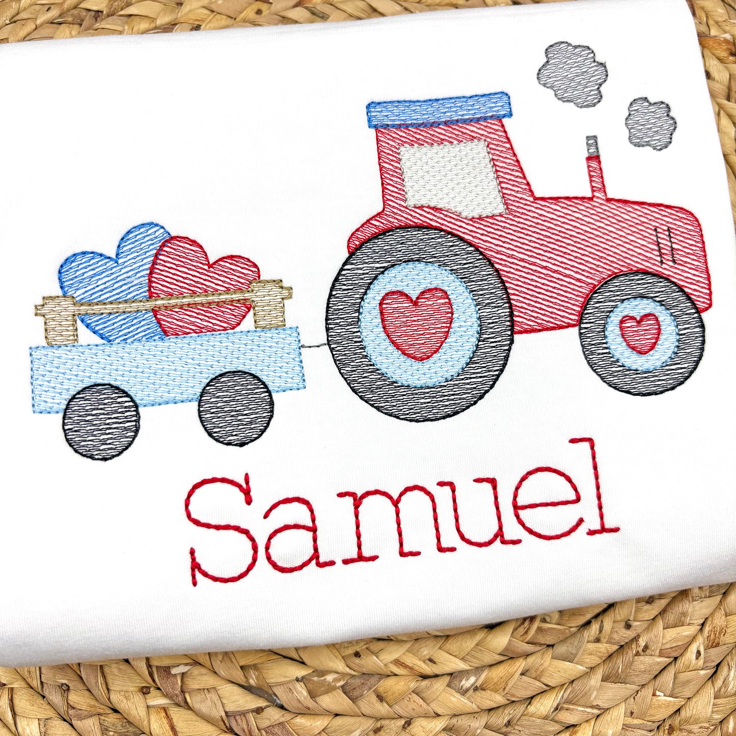 Tractor with Hearts Sketch